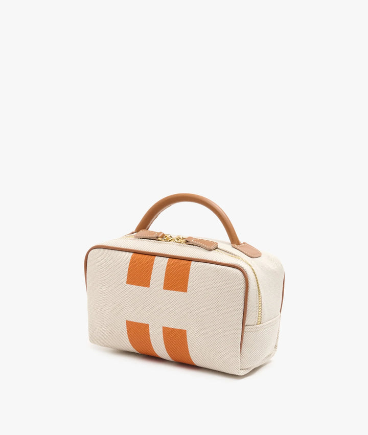 My Style Bags Berkeley Cosmetic Bag Natural With Orange Stripes