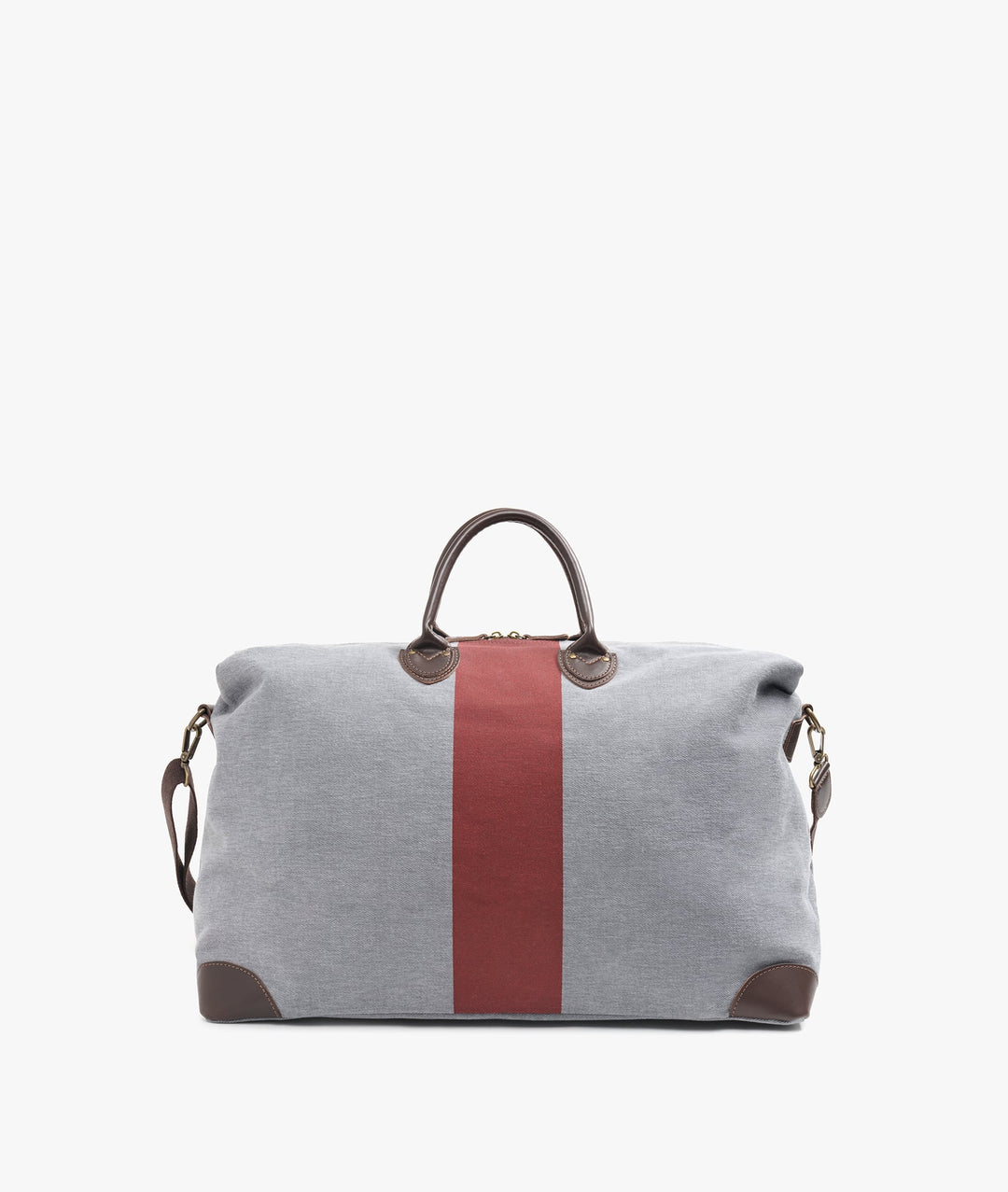 My Style Bags Harvard Stripe Duffel Travel Bag in Gray with Red Stripe for Men