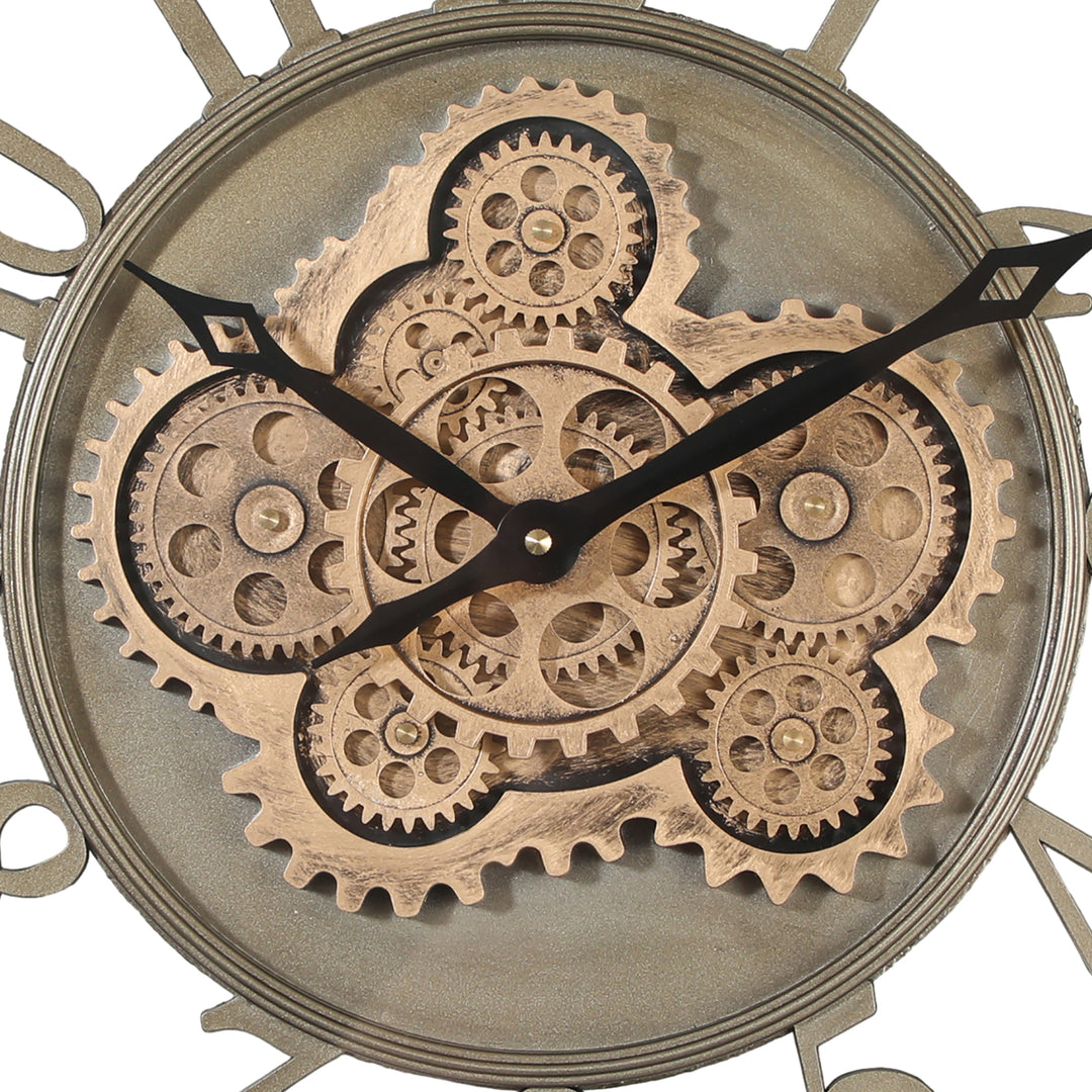 Montreau Round Industrial Moving Cogs Wall Clock