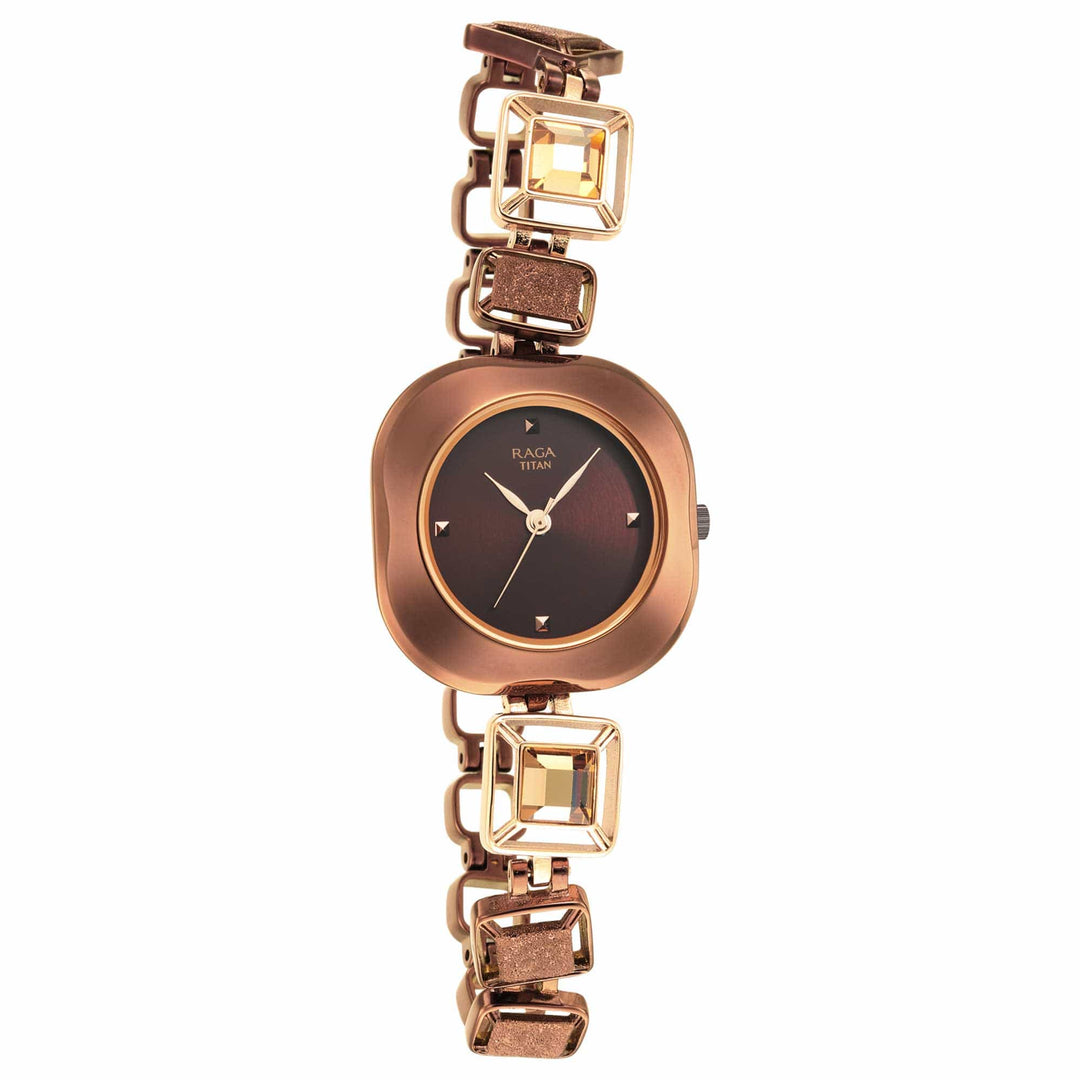 Titan Chronograph Watches Titan Raga Love All Brown Dial Analogue Metal Strap watch for WoMen Brand