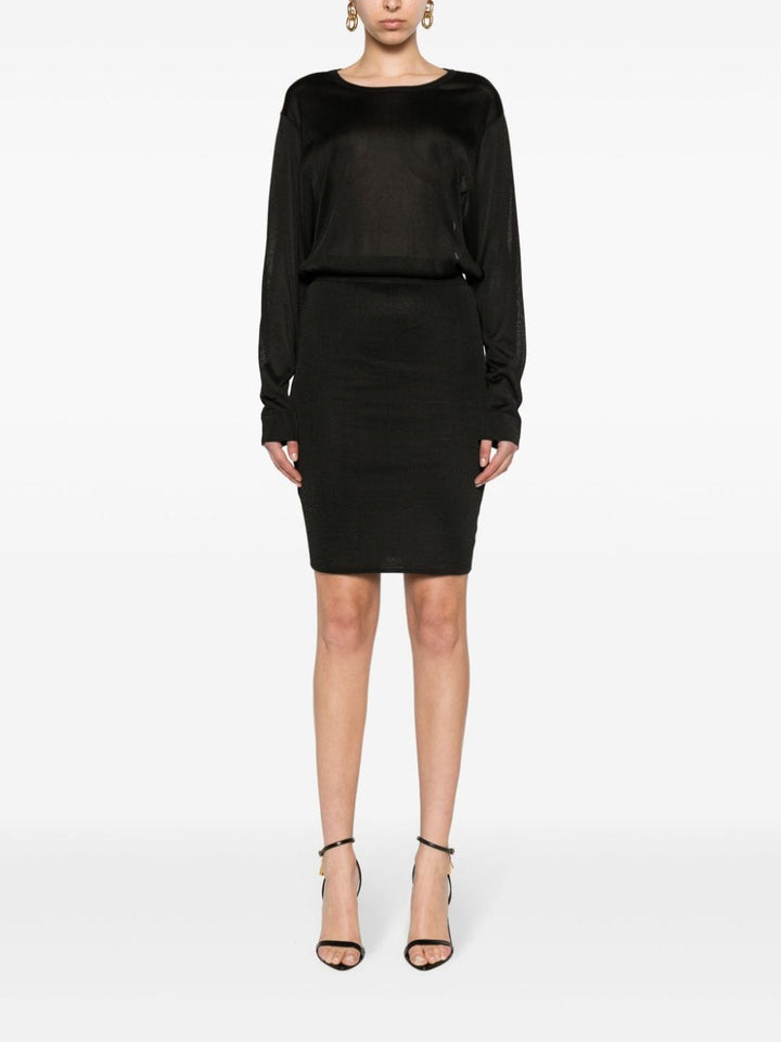 Saint Laurent Dresses L Saint Laurent Black Knitted Semi-Sheer Dress Saint Laurent Black Knitted Semi-Sheer Dress at Italian Luxury group Brand