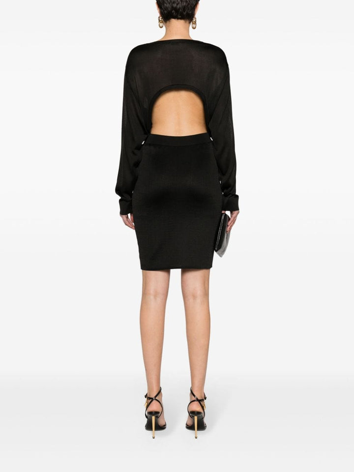 Saint Laurent Dresses S Saint Laurent Black Knitted Semi-Sheer Dress Saint Laurent Black Knitted Semi-Sheer Dress at Italian Luxury group Brand