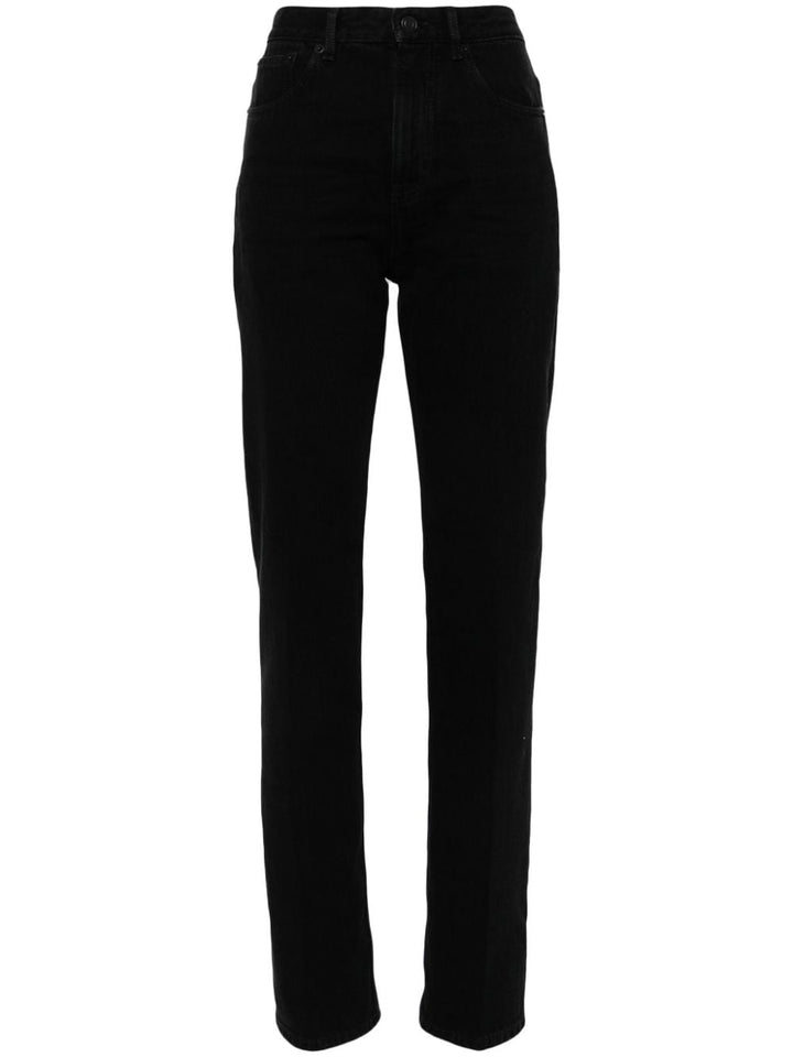 Saint Laurent Jeans Saint Laurent Jeans Black Saint Laurent Black Straight-Leg Jeans Logo Patch at Italian Luxury Group Brand