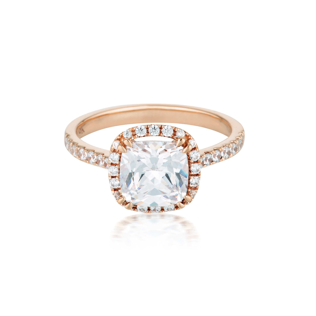 Georgini Ring 6 Georgini Gold Cushion Cut Halo 1.5tcw Moissanite Engagement Ring In 9ct Rose Gold Georgini Gold Cushion Cut Halo 1.5tcw Moissanite Engagement Ring In 9ct Rose Gold Brand