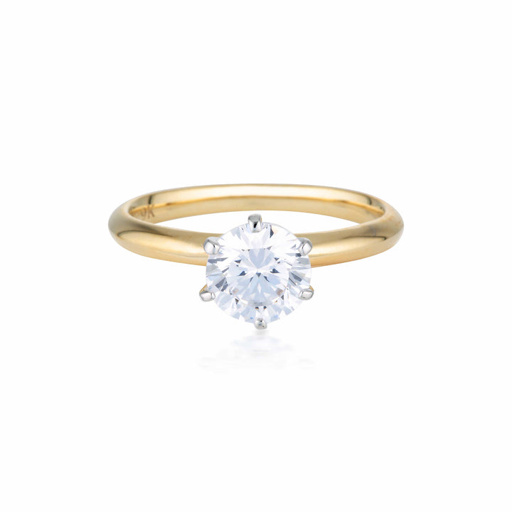 Georgini Ring 7 Georgini Gold Round Brilliant Cut 1.25ctw Moissanite Solitaire With Knife Edge Band In Yellow Gold Georgini Gold Round Brilliant Cut 1.25ctw Moissanite Solitaire With Knife Edge Band In Yellow Gold Brand