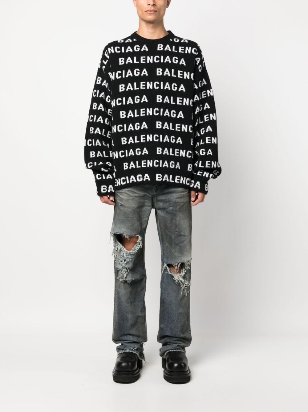 Balenciaga Topwear Balenciaga Sweaters Black Balenciaga Sweaters Black Brand