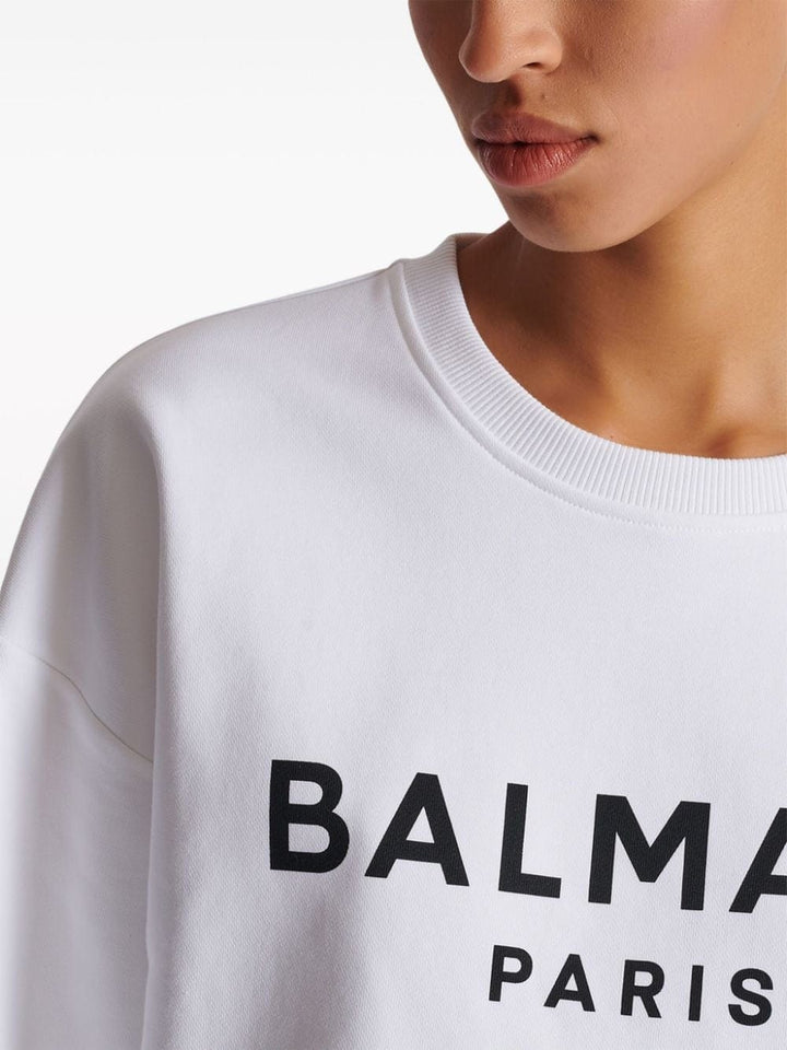 Balmain Topwear M Balmain Cotton Logo Sweater Balmain White Cotton Logo Sweater Brand