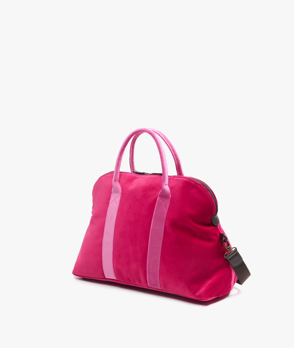 My Style Bags Travel Bags My Style Bags London Smart Twin Velvet Duffel Travel Bag in Fuchsia for Women Brand