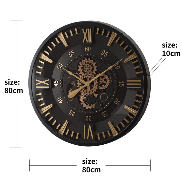 Chilli Wall Clock Golden Rush Round Moving Cogs wall clock Brand