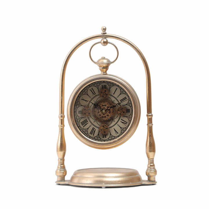 Chilli Wall Clock Marrakesh Arch Moving Cogs Table Clock - Metallic Gold Wash Brand