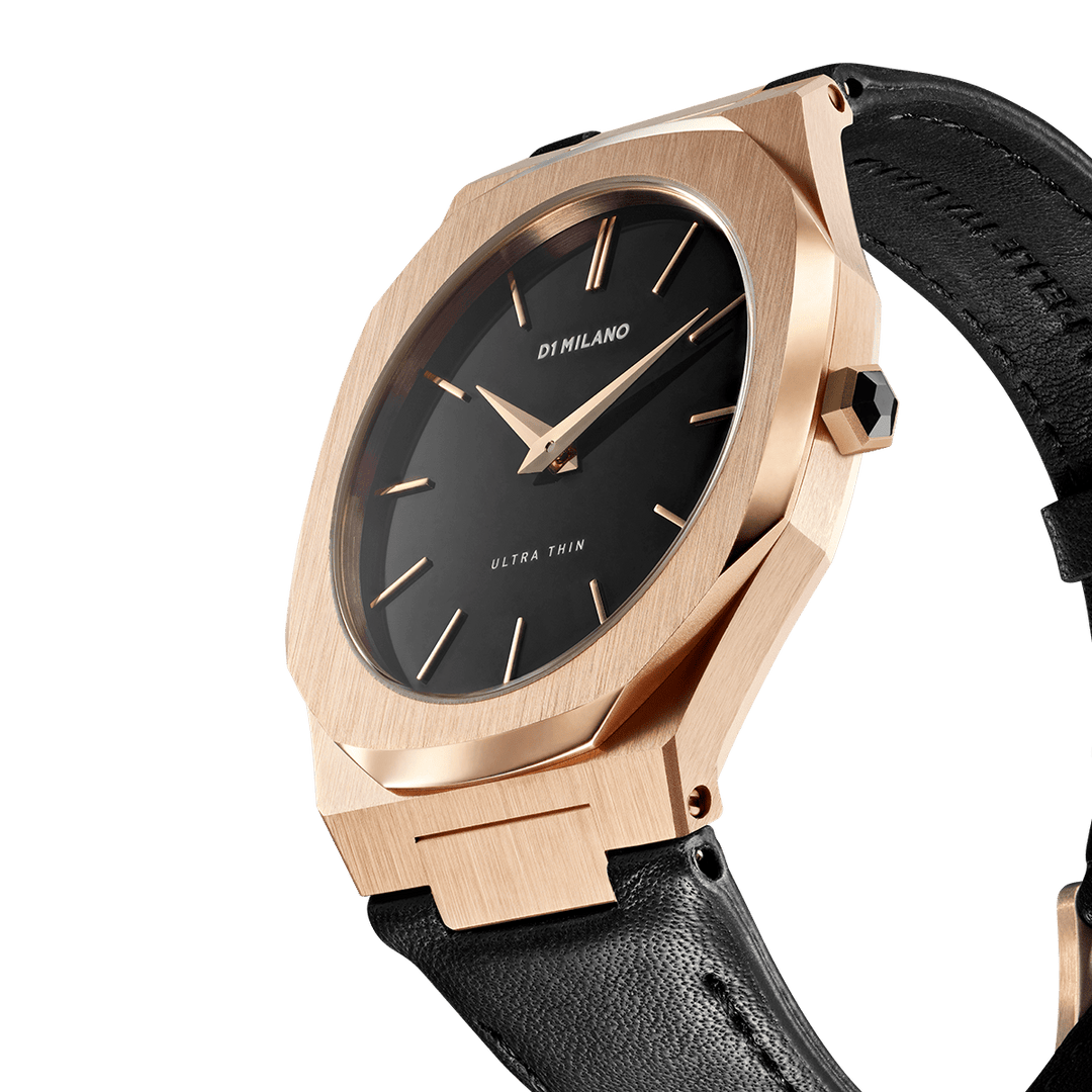 D1 Milano Watch D1 Milano Ultra Slim 40mm Rose Gold Leather Watch Brand