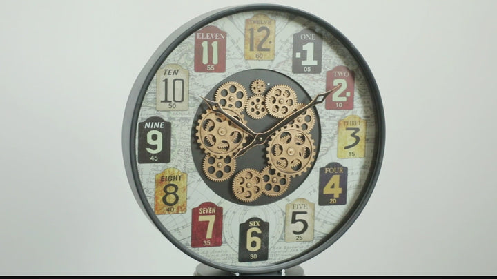 Wyn Round Moving Cogs Wall Clock