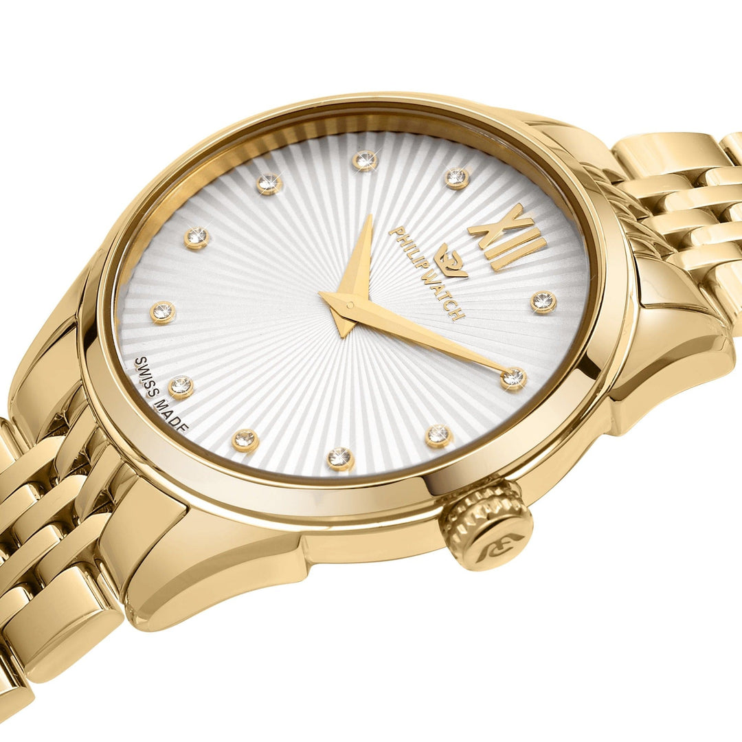 Philip Watch Watch Philip Watch Roma Swiss Made Gold with Interchangeable White Strap Brand